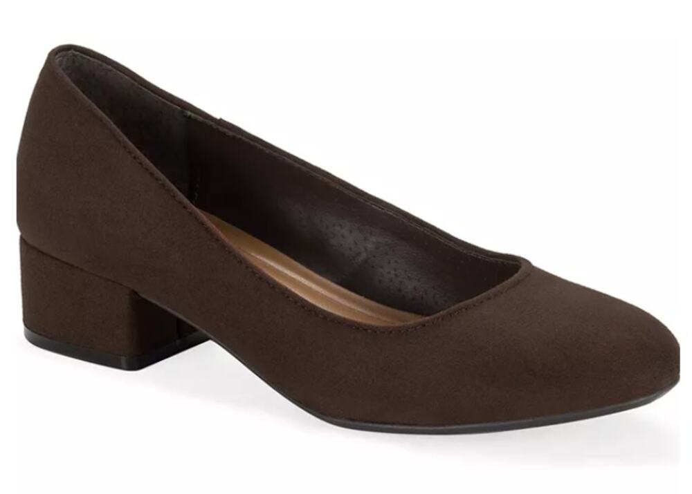 Style&co. GERRIEEF Shoes Women's Size 7.5M Brown Faux Suede Block Heel Pumps